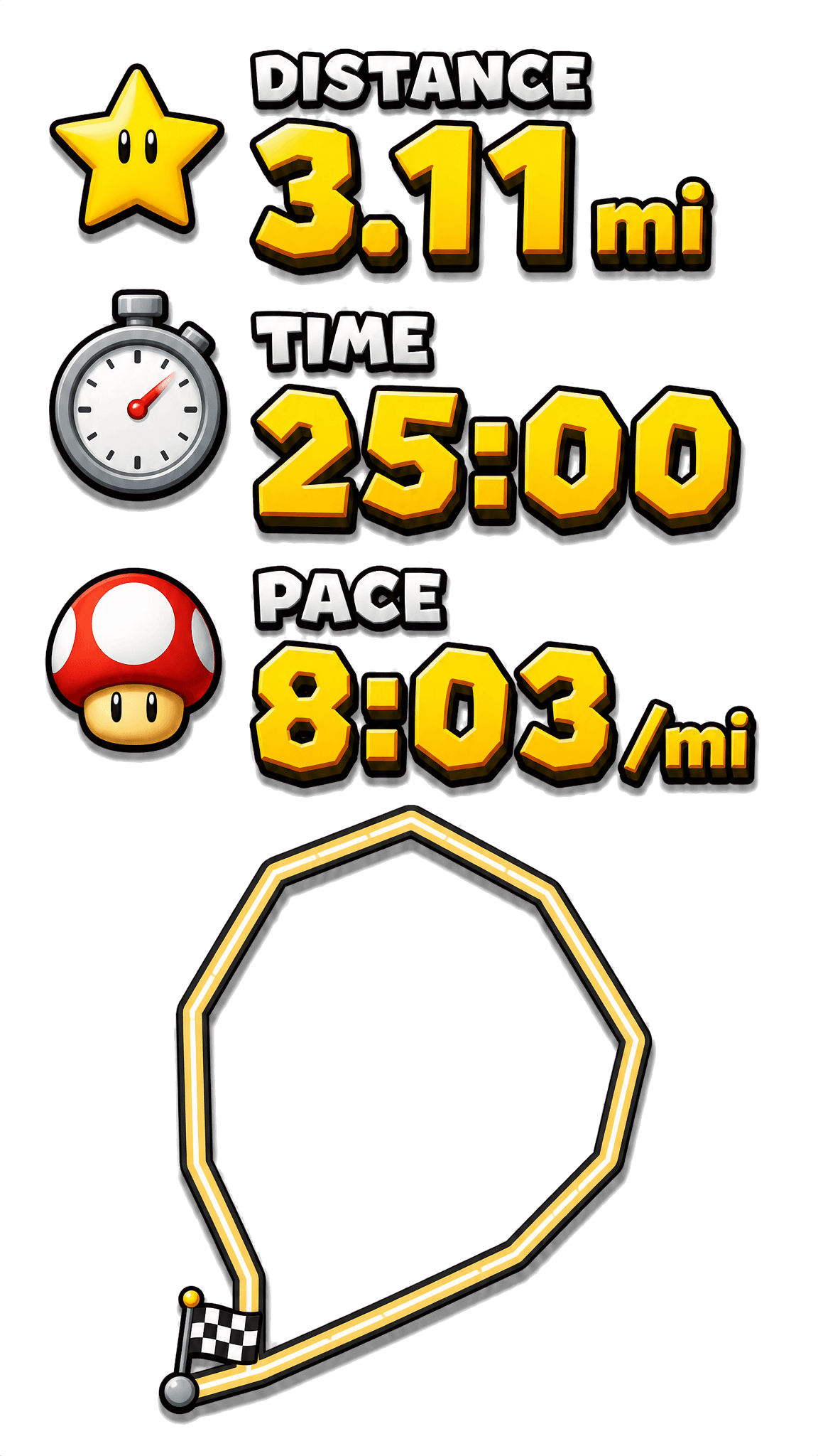 The same run's stats and route as a transparent overlay PNG