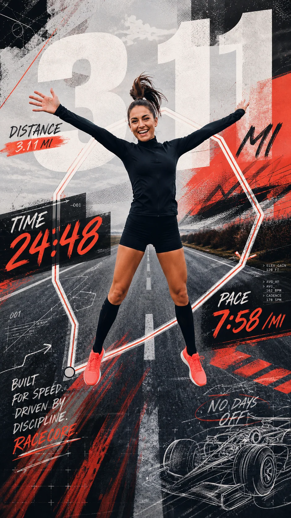 Remix example in the Hyper Athlete Collage style